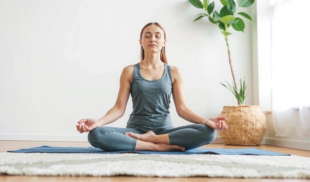 Person meditating in a calm setting